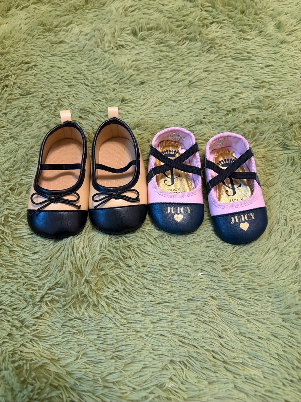Juicy Couture Black and Pink Baby Ballet Flats Set